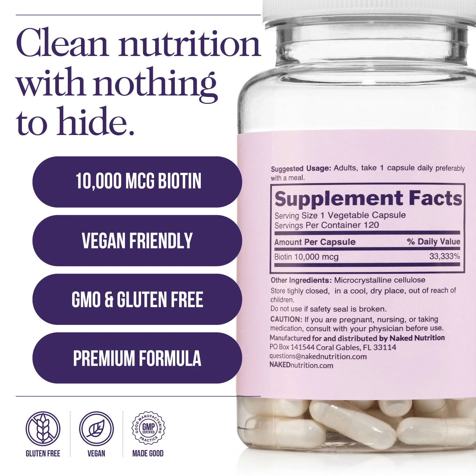 Daily Biotin Supplement | Naked Biotin - 120 Capsules - Image 5