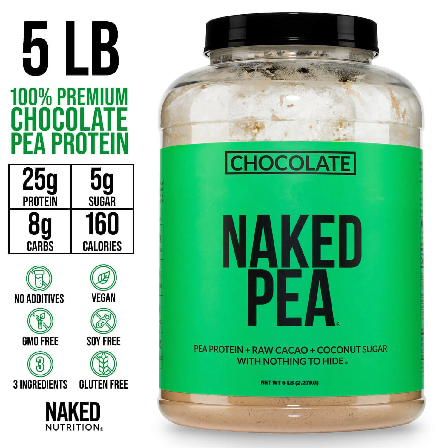Chocolate Pea Protein Powder | Naked Chocolate Pea - 5LB - Image 3