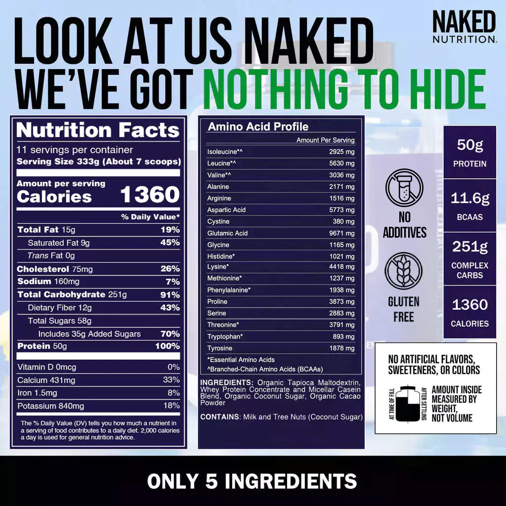 Chocolate Mass Gainer Protein Supplement | Naked Chocolate Mass - 8LB - Image 5