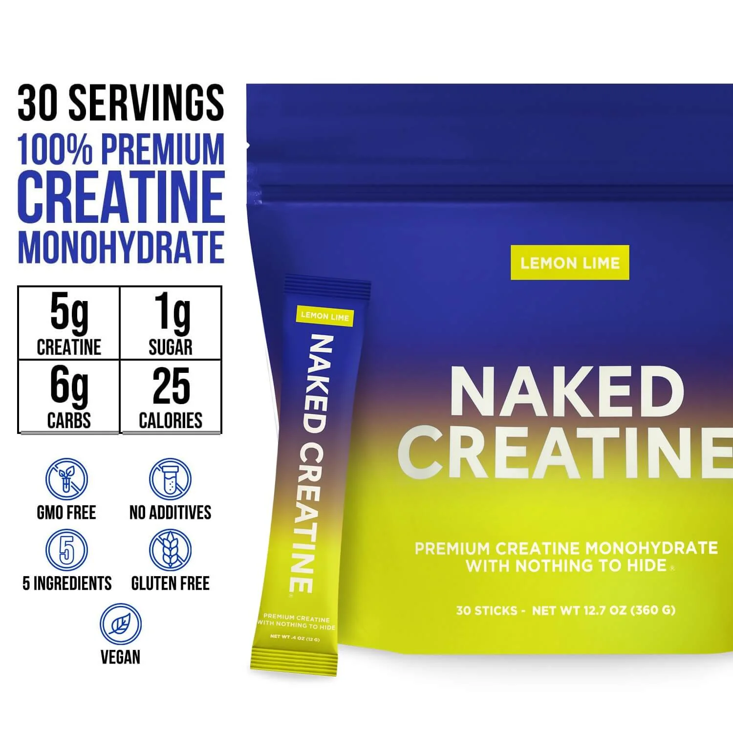 Lemon Lime Creatine Travel Packs | Naked Creatine - 30 Servings - Image 3