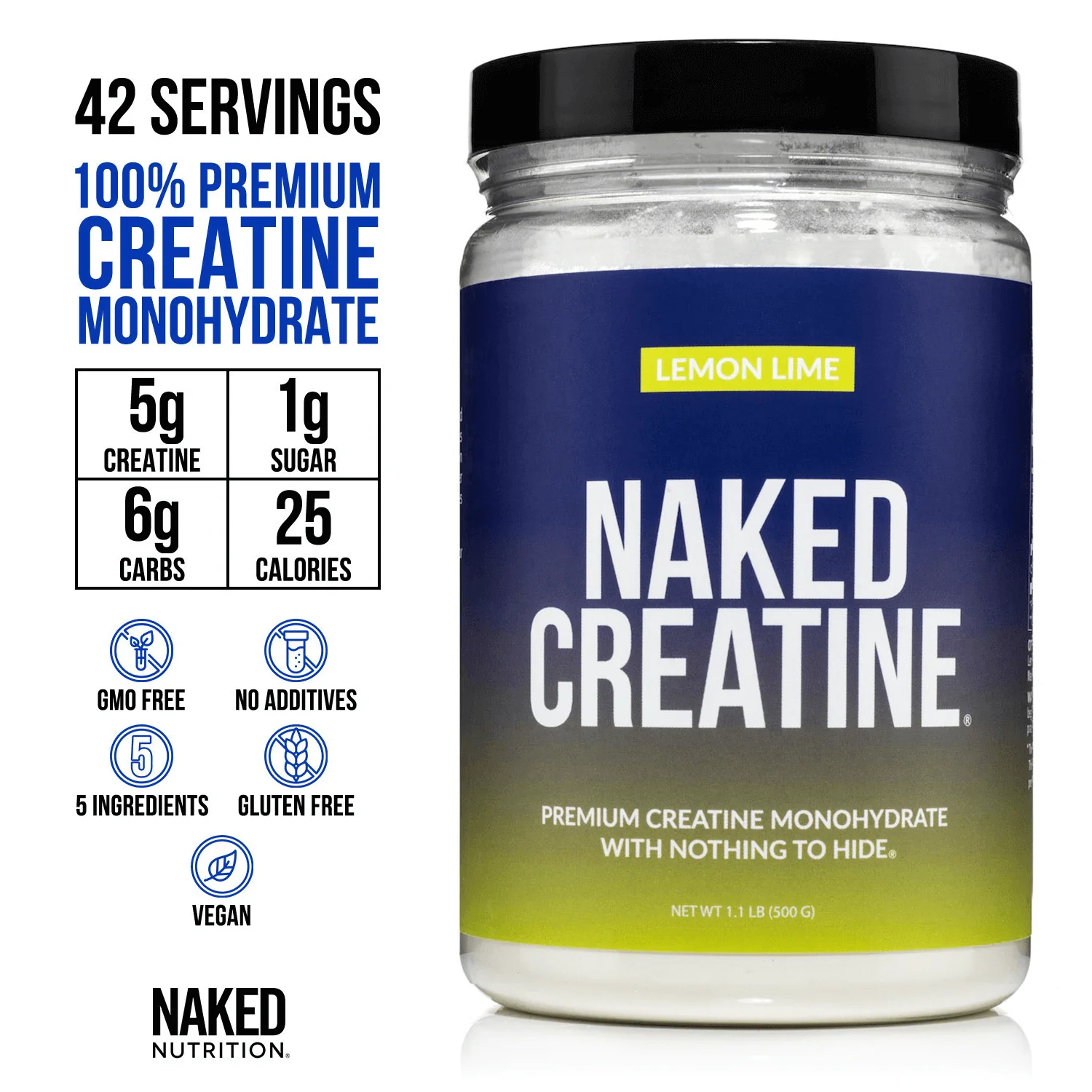 Lemon Lime Creatine Monohydrate Powder | Naked Creatine - 1.1LB - Image 3