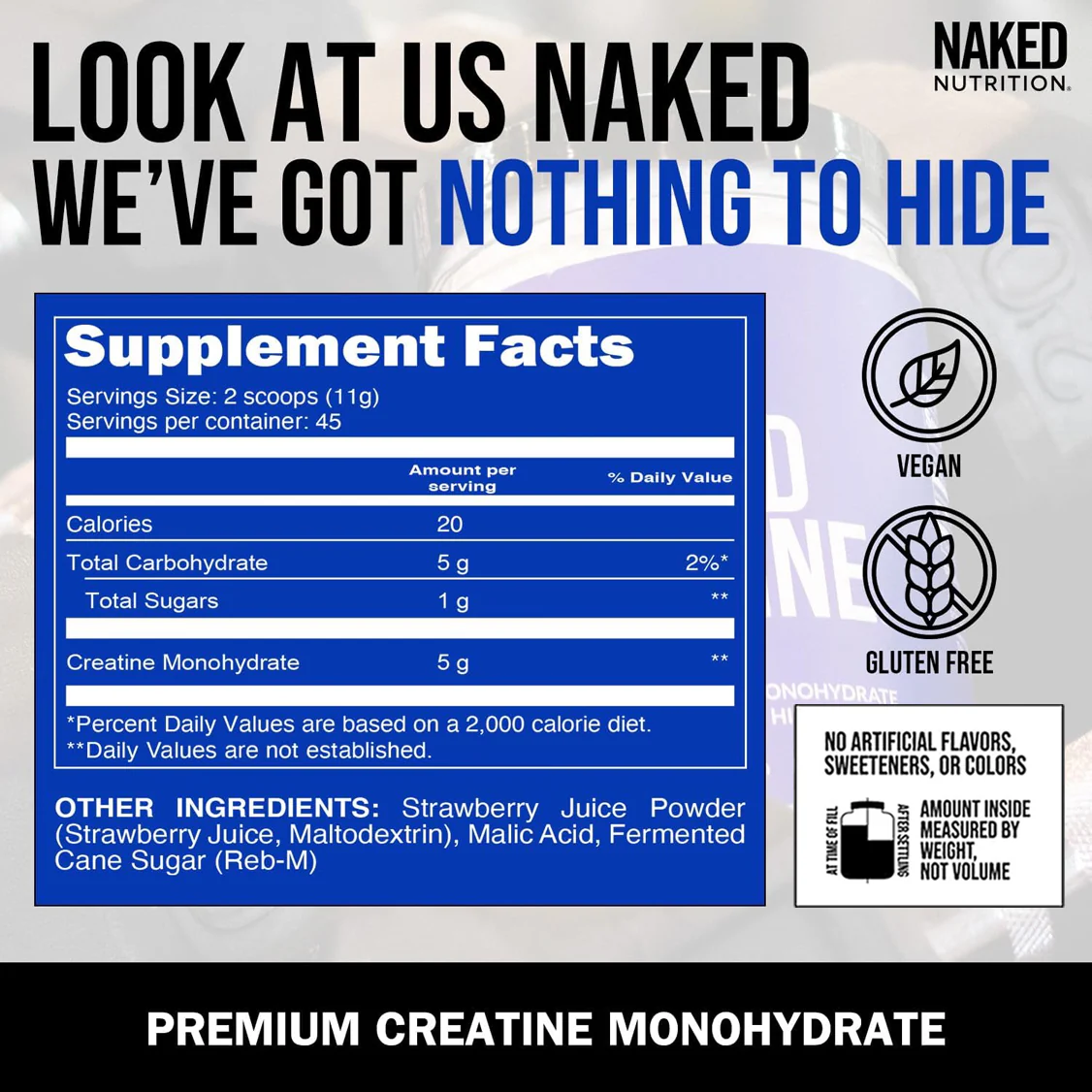 Strawberry Creatine Monohydrate Powder | Naked Creatine - 1.1LB - Image 4