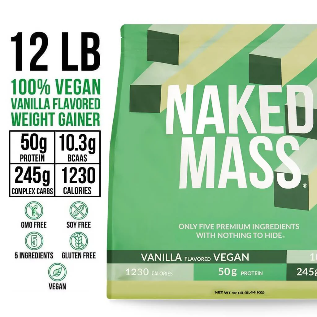 Vanilla Vegan Mass Gainer Supplement | Naked Vegan Mass - 12LB - Image 3