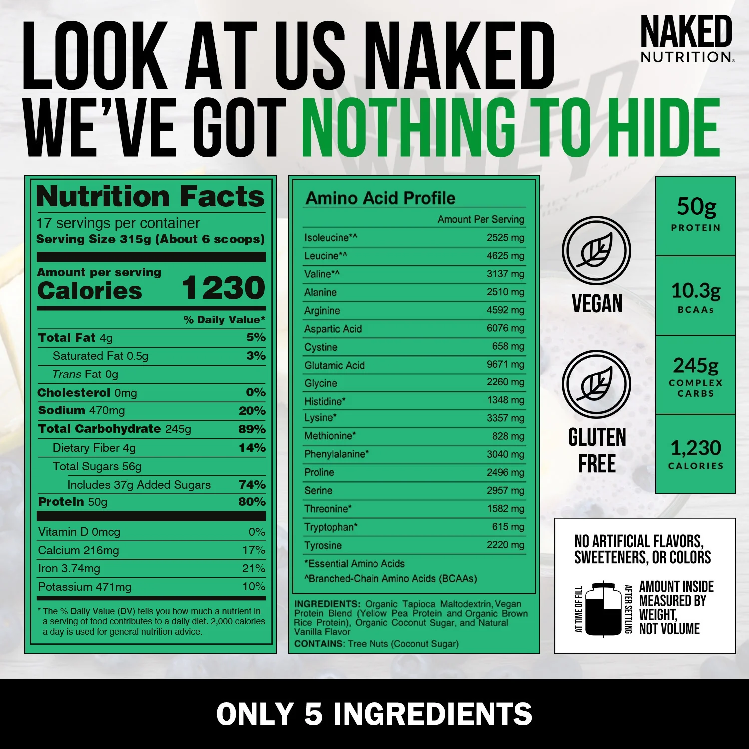 Vanilla Vegan Mass Gainer Supplement | Naked Vegan Mass - 12LB - Image 6