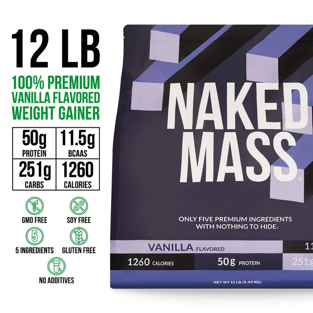 Vanilla Mass Gainer Protein Supplement | Naked Vanilla Mass - 12LB - Image 3