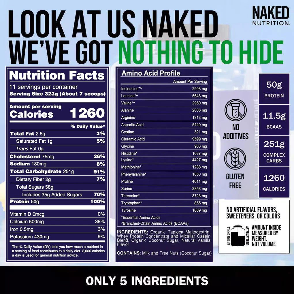 Vanilla Mass Gainer Protein Supplement | Naked Vanilla Mass - 8LB - Image 5