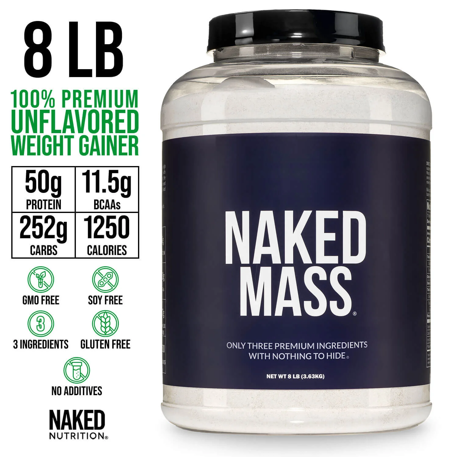 Mass Gainer Protein Supplement | Naked Mass - 8LB - Image 3
